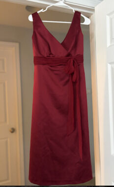 Holiday Teen/Petite Y2K bow Red V-Neck dress, wedding, winter formal/party Dress